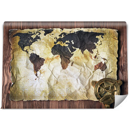 Mapa świata na starym, poplamionym papierze 