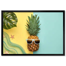 Ananas - hipster z tropikalnym liściem i rozgwiazdami