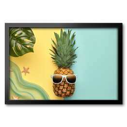 Ananas - hipster z tropikalnym liściem i rozgwiazdami
