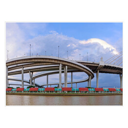 Panorama dużego mostu Bhumibol w Tajlandii