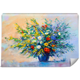 Kwiaty w wazonie - malarstwo olejne na płótnie