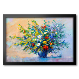 Kwiaty w wazonie - malarstwo olejne na płótnie