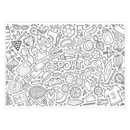 Rysunek czarno biały - symbole nawiązujące do sportu