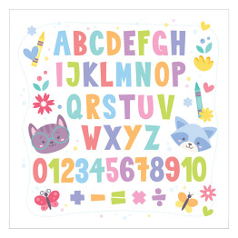 Kolorowa tablica z cyferkami i literkami dla dzieci