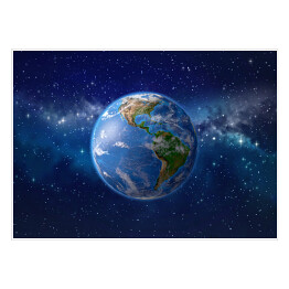 Planeta ziemia w kosmosie - ilustracja w niebieskich barwach
