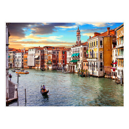 Romantyczna podróż w Wenecji o zachodzie słońca, Wielki Kanał, Włochy