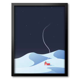 Domek w górach zimą - ilustracja