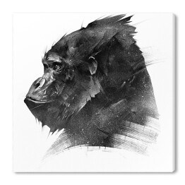 Rysowana głowa goryla w odcieniach szarości