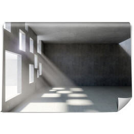 Betonowe wnętrze 3D z oknami