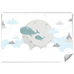 Wieloryby i chmurki w pastelowych barwach