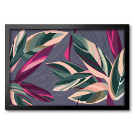 Kolorowe liście na szarym tle - dekoracje botaniczne