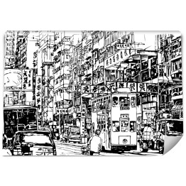 Szkic ulicy w Hongkongu