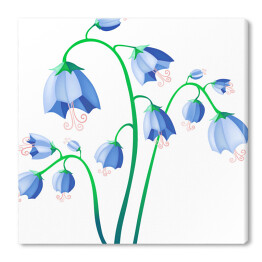 Błękitne kwiaty - dzwoneczki na białym tle