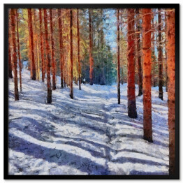 Ścieżka prowadząca przez las pokryta śniegiem