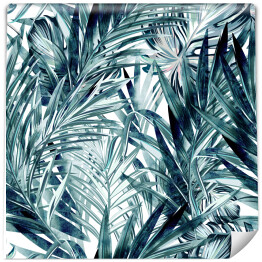 Szaro zielone liście palmy na jasnym tle - akwarela