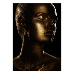 Portret kobiety - złoty makijaż glamour