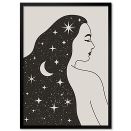 Mistyczna kobieta z gwiazdami we włosach