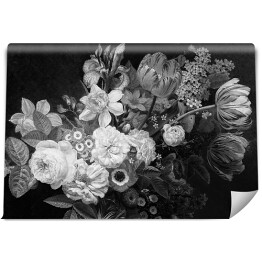 Piękny bukiet kwiatów w stylu barokowym - czarno białe