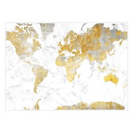 Mapa świata w odcieniach złota na jasnym marmurze