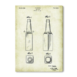 Rysunek patentowy sepia butelka na piwo. Plakat rycina w stylu vintage retro 