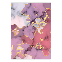 Marmur w odcieniach fioletu i różu z akcentami w kolorze złota