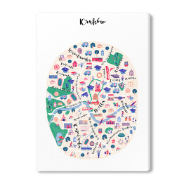 Kolorowa mapa Krakowa z symbolami