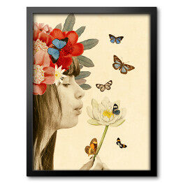 Dziewczyna z wiankiem i motylami