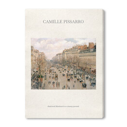 Camille Pissarro "Boulevard Montmartre w zimowy poranek" - reprodukcja z napisem. Plakat z passe partout