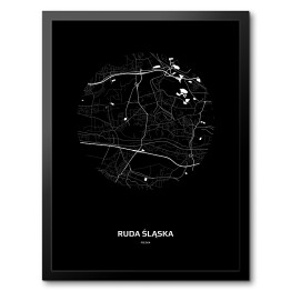 Mapa Rudy Śląskiej w kole czarno-biała