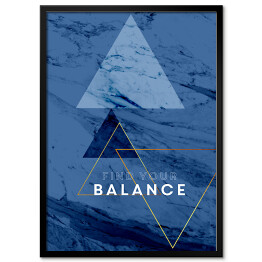 "Find your balance" - typografia na niebieskim marmurze