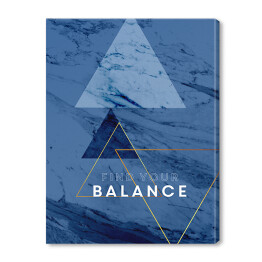 "Find your balance" - typografia na niebieskim marmurze