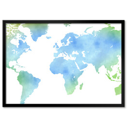 Akwarelowa mapa świata na jasnym tle