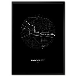 Mapa Bydgoszczy w kole czarno-biała