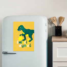 Dinozaur z napisem "Wynieś śmieci"