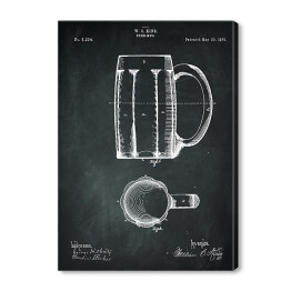 Rysunek patentowy kufel. Szklanka na piwo. Czarno biały plakat z napisem Beer Mug