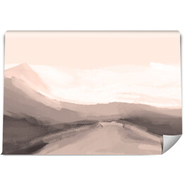Malowany górski krajobraz we mgle - sepia