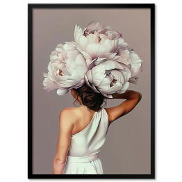 Plakat w ramie Dziewczyna w kwiatach i białej sukni