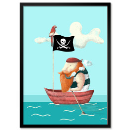 Nad wodą - pirat w łodzi