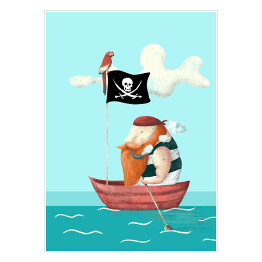 Nad wodą - pirat w łodzi