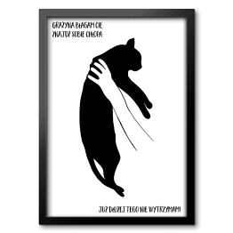 Czarny kot z napisem "Grażynko, znajdź sobie chłopa" - ilustracja