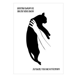 Czarny kot z napisem "Grażynko, znajdź sobie chłopa" - ilustracja