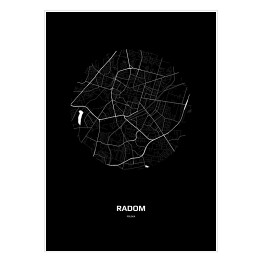 Mapa Radomia w kole czarno-biała