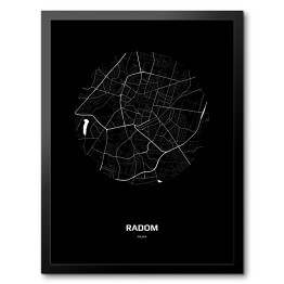 Mapa Radomia w kole czarno-biała
