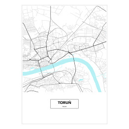 Mapa Torunia z napisem na białym tle