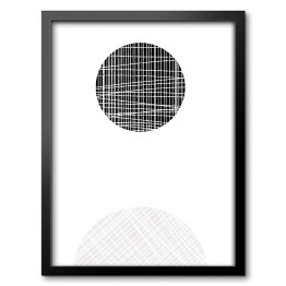 Ilustracja - czarne i jasne koła przecięte białymi liniami
