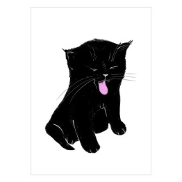 Zabawny siedzący czarny kotek 