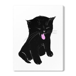 Zabawny siedzący czarny kotek 