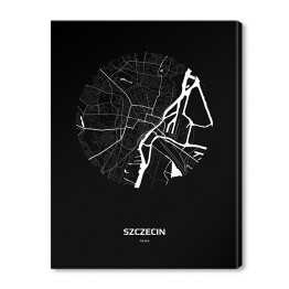 Mapa Szczecina w kole czarno-biała