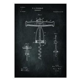 Plakat patentowy czarno biały korkociąg
