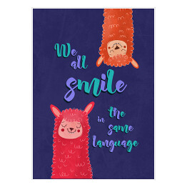 Lamy z napisem "We all smile in the same language"